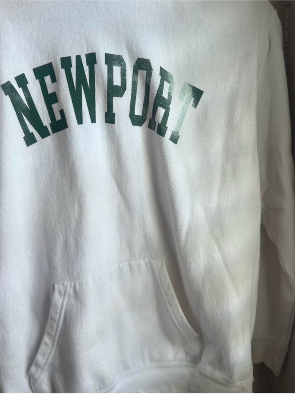 Newport White Crewneck Sweatshirt with Green Logo